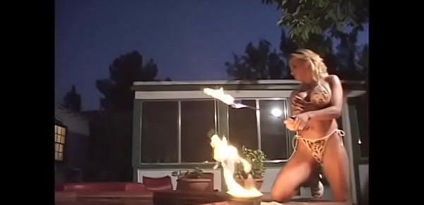  Fair-haired street artist with big bazookas Jennifer Steele needs to train her new program in fire spinning before letting her friend to jam her twat with his masive dick